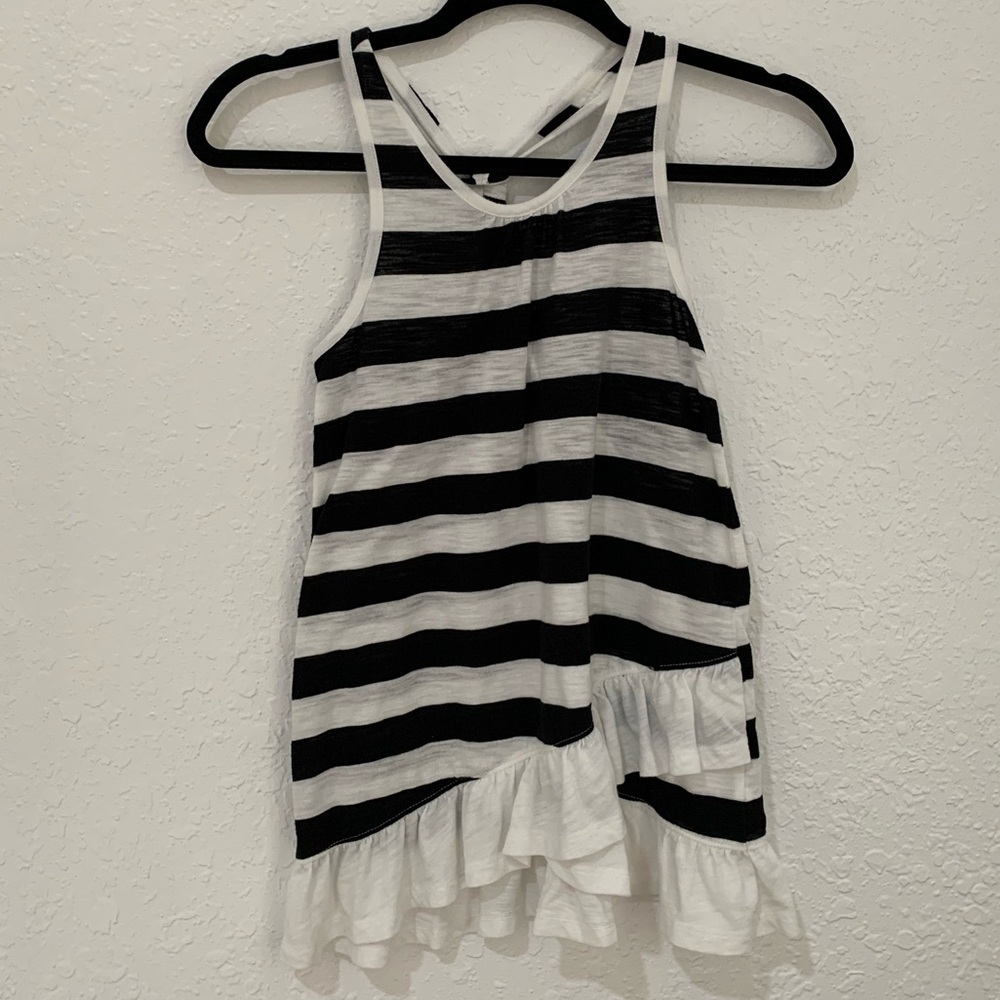 Striped top with ruffles